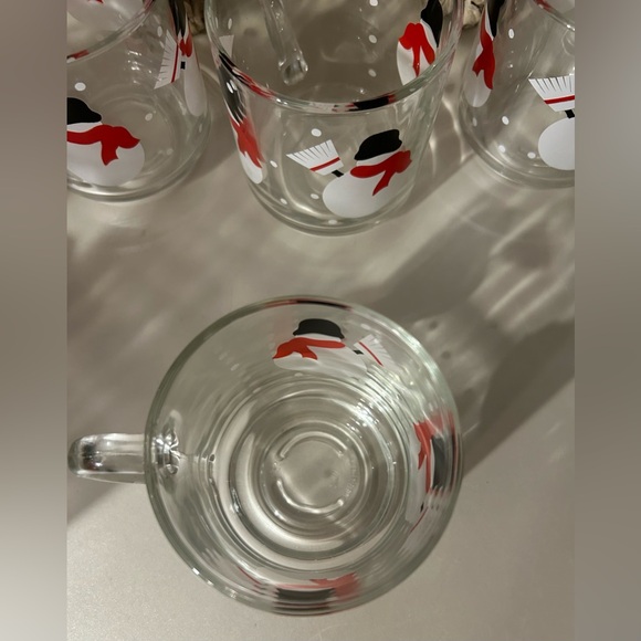 6 Luminarc, Glass Snowman Mugs from Crate & Barrel. - Picture 4 of 8